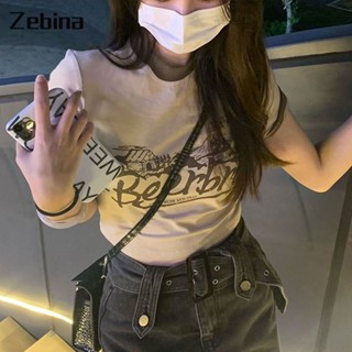 Zebina เสื้อยืดแขนสั้นทรงสลิมสำหรับผู้หญิง