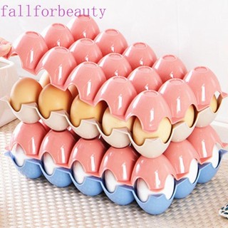 Fallforbeauty ตะกร้าเก็บไข่ ใช้ซ้ําได้ สําหรับจัดระเบียบตู้เย็น บ้าน ห้องครัว