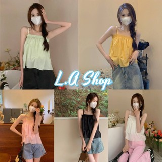 L.A Shop พร้อมส่ง เสื้อสายเดี่ยวผ้าชีฟอง สายปรับได้เกาหลีมากแม่ "60130"