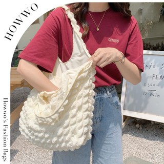 Howwo Cloud bubble flower shoulder bag new vest bag female student simple handbag canvas bag