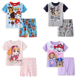 Paw Patrol ชุดนอนเสื้อยืด แขนสั้น และกางเกงลําลอง สําหรับเด็กผู้ชาย อายุ 2-7 ปี 2 ชิ้น