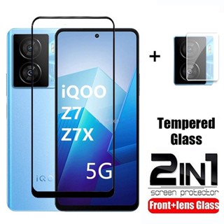 2 IN 1 3D กระจกนิรภัยโค้ง สําหรับ iQOO Z7 Z7X 5G 2023 iqooZ7 X IQOOZ7X เลนส์กล้องด้านหลัง ฟิล์มป้องกันหน้าจอ