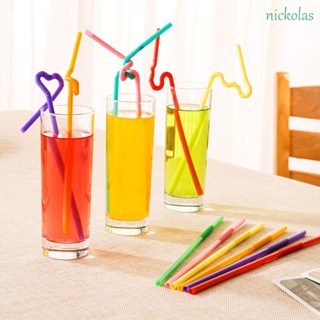 Nickolas หลอดดูดน้ําผลไม้ แบบยาวพิเศษ ยืดหยุ่น สีดํา DIY สําหรับปาร์ตี้ ที่บ้าน