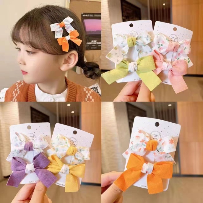 ่[พร้อมส่งจากไทย] กิ๊บติดผมลายดอกไม้ ประดับโบว์ ขนาดเล็ก แฟชั่นสไตล์เกาหลี A134