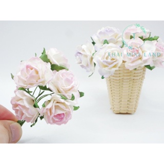 กุหลาบกระดาษสา (หน้าดอก 2.5 ซม.) รุ่นกลีบหยัก (1 ชุด มี 10 ดอก) กุหลาบบานจิ๋ว ดอกไม้กระดาษสา ดอกกุหลาบ ดอกกุหลาบจิ๋ว