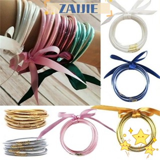 ※ZAIJIE※ DIY Glitter Bangles Set Party Silicone Bracelets Glitter Jelly Bracelets Set New Festival Jewelry Gold Silver Blue Fashion Gift Jelly Bangles/Multicolor