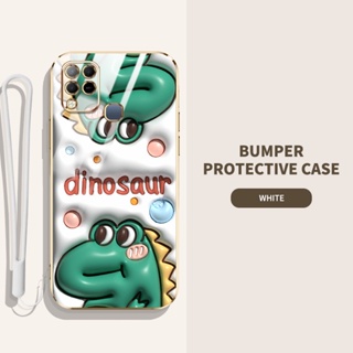 เคสโทรศัพท์มือถือ ซิลิโคนนิ่ม TPU ลายการ์ตูนกระต่าย ไดโนเสาร์น่ารัก 3D พร้อมสายคล้อง สําหรับ Infinix Hot 10S NFC Hot 10T X689B X689 X689D X689C