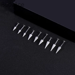 Bodyace 1 PC 16G/18G Punk ปีศาจยาว Spike Labret Lip เจาะสแตนเลสกระดูกอ่อนสตั๊ดต่างหูกรวย Conch Helix เจาะ
