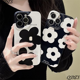 🔹เคสโทรศัพท์มือถือแบบแข็ง กันกระแทก ลายดอกไม้ สีดํา ขาว สําหรับ Iphone 1311 78p 14pro 12 EJNX