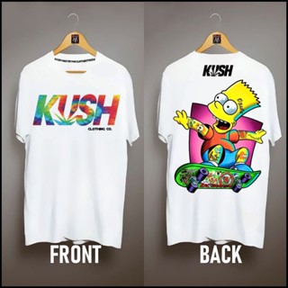 วัสดุผ้าฝ้ายบริสุทธิ์ เสื้อยืด ☸การออกแบบด้านหน้าสี KUSH (สีขาว)