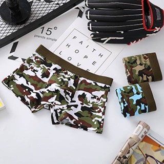 2-Piece Cotton Boys Camouflage Cartoon Childrens Underwear Kids Boxer Boy Student Boxer Boxer Briefs LBRY