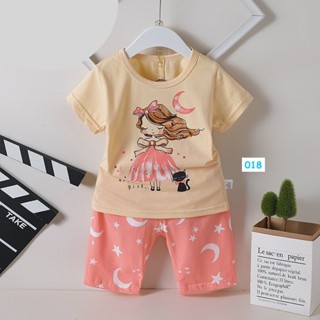 SNNG-018 ชุดเด็กผู้หญิงแขนสั้น ขาสั้น สีเหลืองส้ม Girl Size-160 (9-10Y)