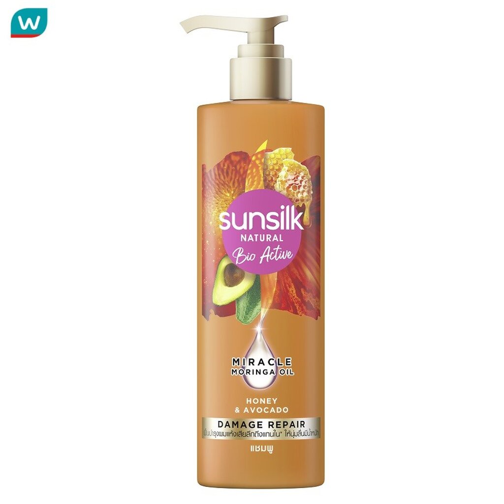 Sunsilk ซันซิล เนเชอรัล แชมพู ไบโอ แอคทีฟ ฮันนี่ แอนด์ อะโวคาโด แดเมจ รีแพร์ 380มล.ผมแห้งเสีย