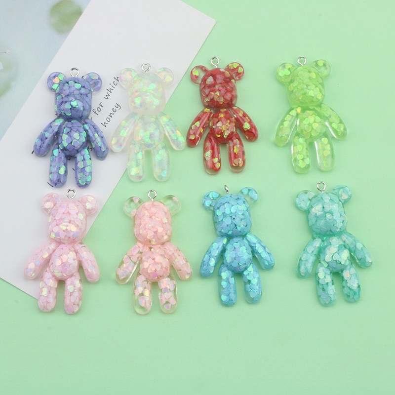เครื่องประดับ ต่างหูเรซิ่น จี้รูปหมี พีช หัวใจ แฮนด์เมด สีสันสดใส Diy