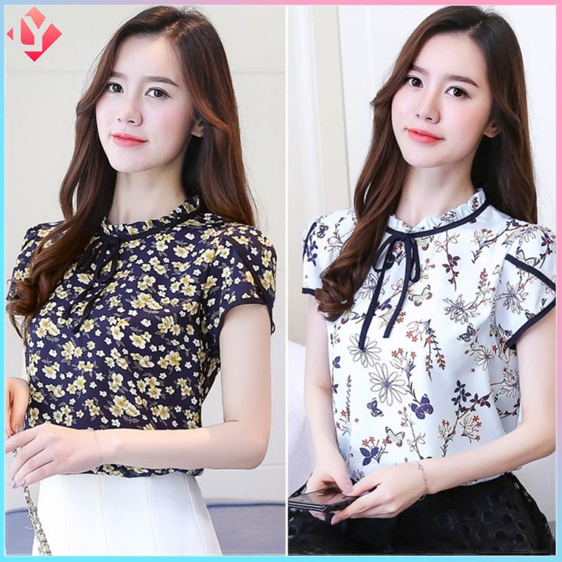 เสื้อชีฟอง แขนยาว พิมพ์ลายดอกไม้ ลําลอง สําหรับผู้หญิง