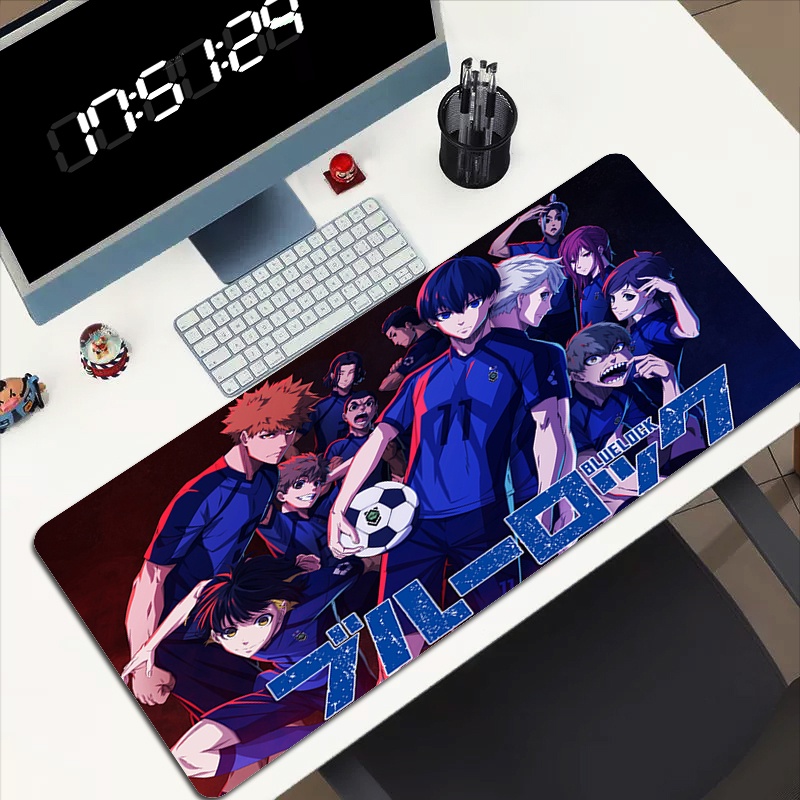 BLUE LOCK แผ่นรองเมาส์ขนาดใหญ่อุปกรณ์เสริมโต๊ะ Gamer ตู้เกม Mousepad อะนิเมะโต๊ะคอมพิวเตอร์คีย์บอร์ดเสื่อสําหรับเล่นเกม Office Pc