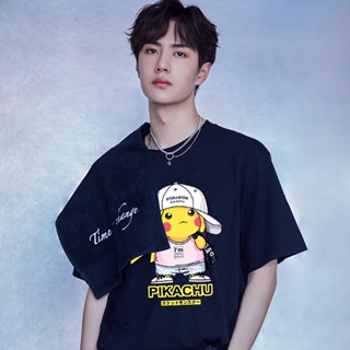 Pikachu เสื้อลายการ์ตูนน่ารักๆ โปเกมอน ชาย เสื้อยืดคอกลม หญิง เสื้อคู่ เสื้อผ้าแฟชั่น เสื้อยืดสตรีท oversize