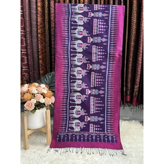 ผ้าพันคอไหม ยกดอก 6ตะกอ ไหมแท้100% ขนาด 35x200cm พื้นสีชมพูม่วง L4E-PS0429665