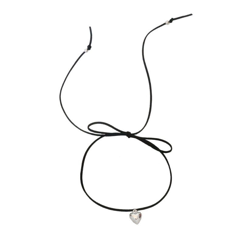 VEIN แฟชั่นสร้อยคอจี้หัวใจคอผูกโซ่ปรับผูกปม Bowknot Choker