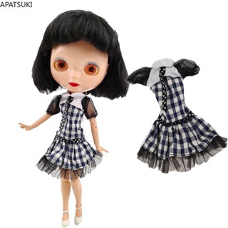 ชุดเสื้อผ้าตุ๊กตา ลายสก๊อต สีขาว สีดํา สําหรับตุ๊กตาบลายธ์ Neo Blythe 1/6