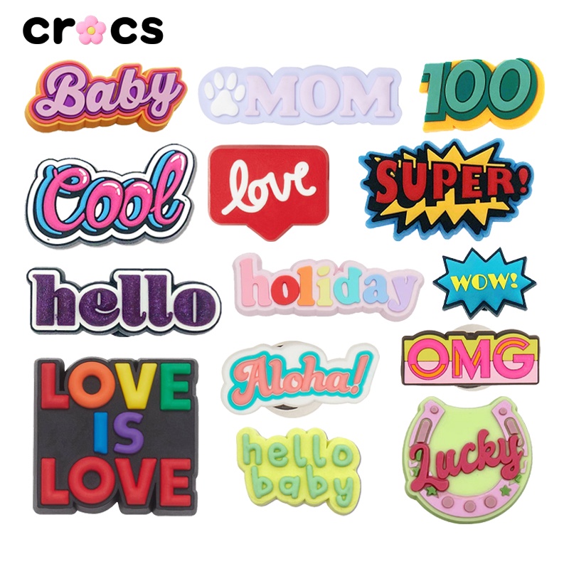 Jibbitz crocs charms อุปกรณ์เสริมหัวเข็มขัดรองเท้า ภาษาอังกฤษ diy