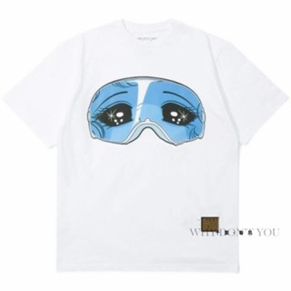 Pushbutton ใหม่ เสื้อยืดลําลอง แขนสั้น คอกลม พิมพ์ลายการ์ตูน Weeping Eye Mask แฟชั่นฤดูใบไม้ผลิ ฤดูร้อน สําหรับสตรี