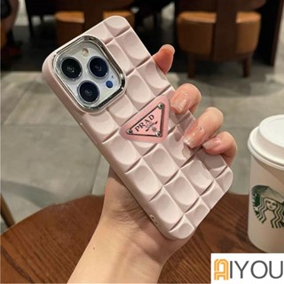 เคสซิลิโคนนิ่ม ทรงสามเหลี่ยม พิมพ์ลายวาฟเฟิล สําหรับ iphone 14 promax 14 14 Max 14 Pro 14Plus 12 13 Pro Max 11