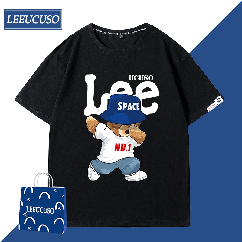เสื้อยืดแขนสั้น พิมพ์ลายหมี สไตล์วินเทจ แฟชั่นฤดูร้อน สําหรับผู้ชาย และคู่รัก