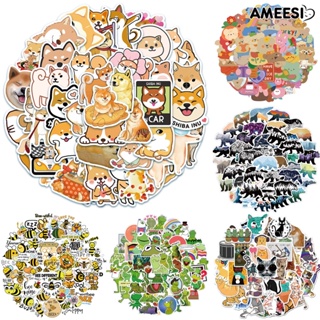 Ameesi สติกเกอร์ไวนิล ลายการ์ตูนหมีน่ารัก กันน้ํา สําหรับติดตกแต่งกระเป๋าเดินทาง แล็ปท็อป รถจักรยานยนต์ 50 ชิ้น ต่อชุด