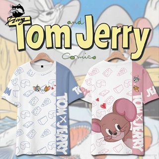 เสื้อยืดแขนสั้นลําลอง พิมพ์ลายการ์ตูน Tom and Jerry 3 มิติ พลัสไซซ์ สําหรับเด็ก และผู้ใหญ่