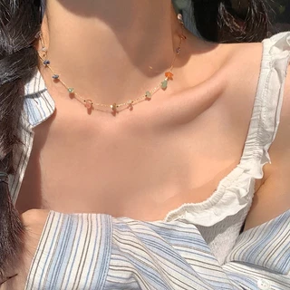 เครื่องประดับแฟชั่นเกาหลี สร้อยคอ สร้อยคอหินเรซิน หลากสี อัลลอย สร้อยคอลูกปัด สร้อยข้อมือ สำหรับผู้หญิง N156 / B90