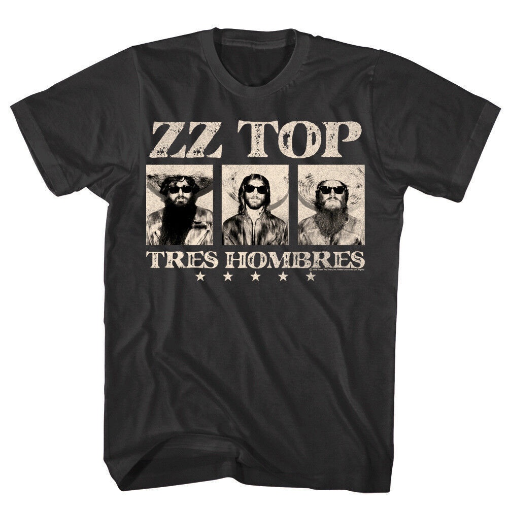 สีขาว1  ขายดี!Zz Top Tres - Album เสื้อยืดลําลอง สําหรับผู้ชาย แขนสั้น พิมพ์ลายวงร็อคเครา Concert To