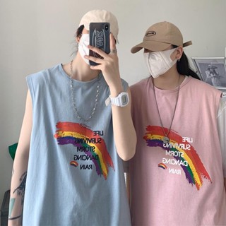 เสื้อกล้าม แขนกุด ทรงหลวม สไตล์สปอร์ต แฟชั่นฤดูร้อน สําหรับผู้ชาย และคู่รัก