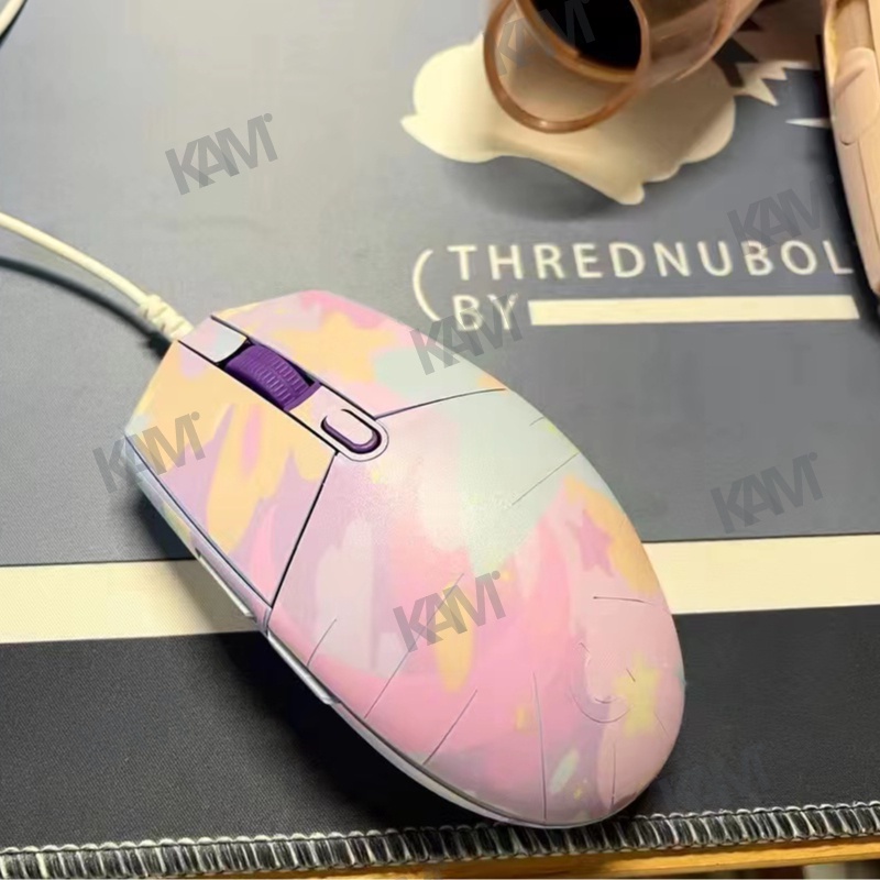 Kam Mouse Side Grip สติกเกอร์ยืดสติกเกอร์เคลือบด้านกันลื่นฟิล์มป้องกันดูดซับเหงื่อการ์ตูนผิวเมาส์สำหรับ Logitech G102 G304 ฟิล์มป้องกันรอยขีดข่วน