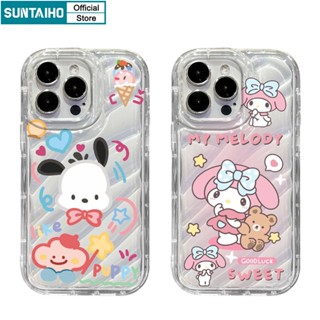 Suntaiho เคสโทรศัพท์มือถือแบบใส กันรอยกล้อง ลายการ์ตูนคลื่นน่ารัก สําหรับ IPhone X Xr 7 8 Plus 7+ 8+ 11 12 13 14 14Promax 13Promax 12Promax 11 ProMax