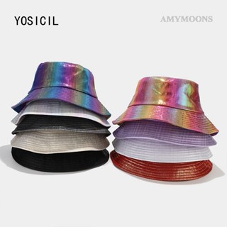 Amymoons หมวกบักเก็ตลําลอง หนัง กันน้ํา กันแดด หลากสี สไตล์ฮิปฮอป เหมาะกับใส่ตกปลากลางแจ้ง สําหรับผู้ชาย และผู้หญิง