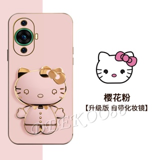 พร้อมส่ง เคสโทรศัพท์มือถือนิ่ม กันกระแทก ลาย KT น่ารัก พร้อมขาตั้งกระจก สําหรับ Huawei Nova 11 Pro 11i 10 SE Y91 Mate 50 P60 Pro Nova11Pro Nova11i