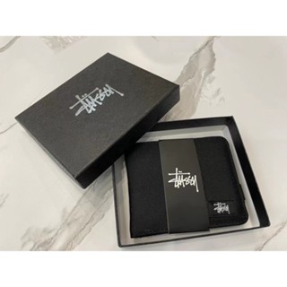 ขายดี Stussy Stussy กระเป๋าสตางค์ ผ้าแคนวาส ใบสั้น ขนาดเล็ก ใส่บัตรได้ 2022