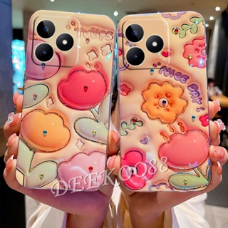 เคสโทรศัพท์มือถือ แบบนิ่ม ลายดอกไม้ ดอกทิวลิป 3D ประดับเพชรเทียม สําหรับ Realme C53 C55 NFC 4G RealmeC53 RealmeC55