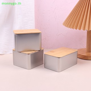 Monnygo กล่องเหล็กเปล่า ทรงกลม พร้อมฝาปิด ลายไม้ DIY 1 ชิ้น TH