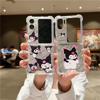 เคสโทรศัพท์มือถือแบบกระจก ฝาพับ กันกระแทก ลายการ์ตูน Sanrio Kuromi น่ารัก สําหรับ OPPO Find N2 Flip findn2 Flip Find N2