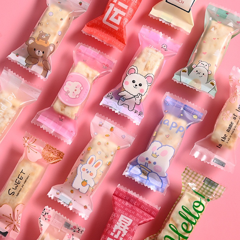 100ชิ้น4x9เซนติเมตรน่ารักการ์ตูนสัตว์พิมพ์พลาสติกเบเกอรี่บรรจุภัณฑ์ตังเมทอฟฟี่ขนมอาหารเครื่องปิดผนึกถุง