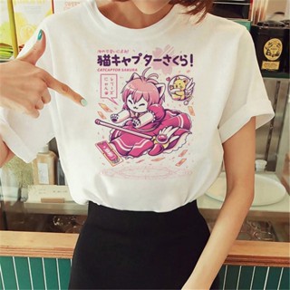 เสื้อยืด พิมพ์ลาย Cardcaptor Sakura สไตล์ญี่ปุ่น ฮาราจูกุ แฟชั่นฤดูร้อน สําหรับผู้หญิง