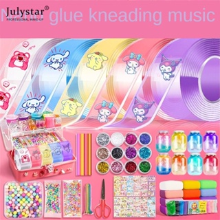 JULYSTAR กาวนาโนนวดเพลงเป่าฟองชุดเต็มของเทปนาโนสองด้านวางเป่าฟองของเล่นบีบอัดวัสดุแพคเกจชุด