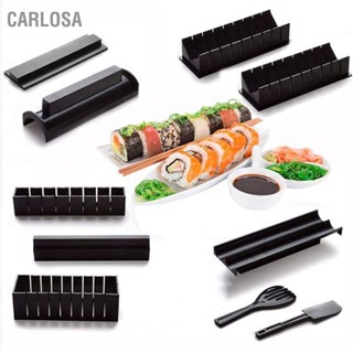  CARLOSA ชุดเครื่องทำซูชิ 10 ชิ้น ชุดซูชิข้าวม้วน DIY ชุดเครื่องมือทำซูชิพร้อมไม้พายส้อมซูชิสำหรับครัวในบ้าน