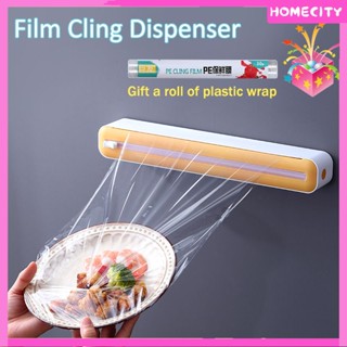 [Ready] Cling Film Dispenser Plastic Wrap Dispenser With Cutter Fridge Mount Suction Cup Stick To Table