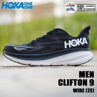 [✨ใหม่ กว้าง] HOKA ONE Clifton 9 2e 1132210-bwht ขาวดํา 100%