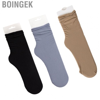 Boingek Pure Color Women Socks Good Elasticity Thin Breathable Retro Mid Tube for Everyday Wear