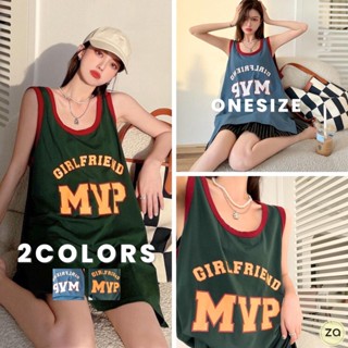 💥HOT SALE💥เสื้อยืดลาย MVP คอกลมแขนกุดกุ้นขอบแดง 2 สี ทรงใหญ่