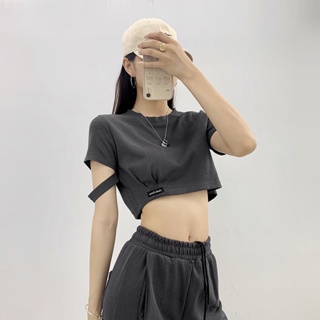 [SheSaid] Spring and Summer New Wei Yi Womens Short Loose Navel Short Sleeve T-Shirt ins Style Street Dance Short Jacket